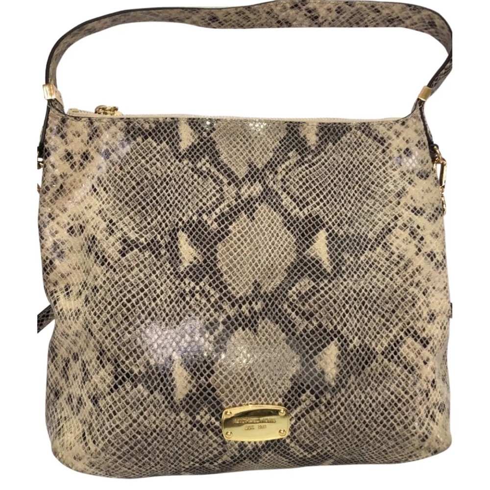 Michael Kors Snake Print Shoulder Bag - Brown. Partial Chain strap and shoulder.